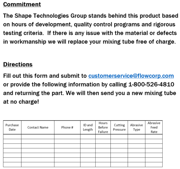DELTA NXT Premium Waterjet Mixing Tube for Paser® ECL & Paser® 4